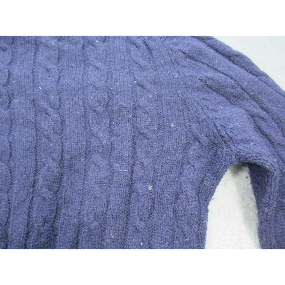VTG  Jordan Marsh Sweater Mens Size Large Cable Knit Blue 100% Shetland Wool
